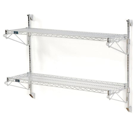Nexel Chrome Wall Mount Wire Shelving 48inW x 14inD x 34inH 2, Shelf Starter B1137186